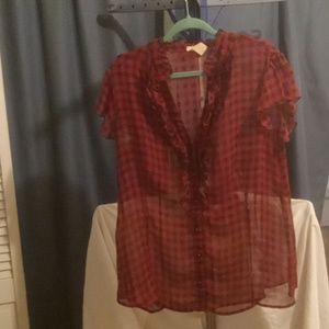 Red & black checkered blouse
